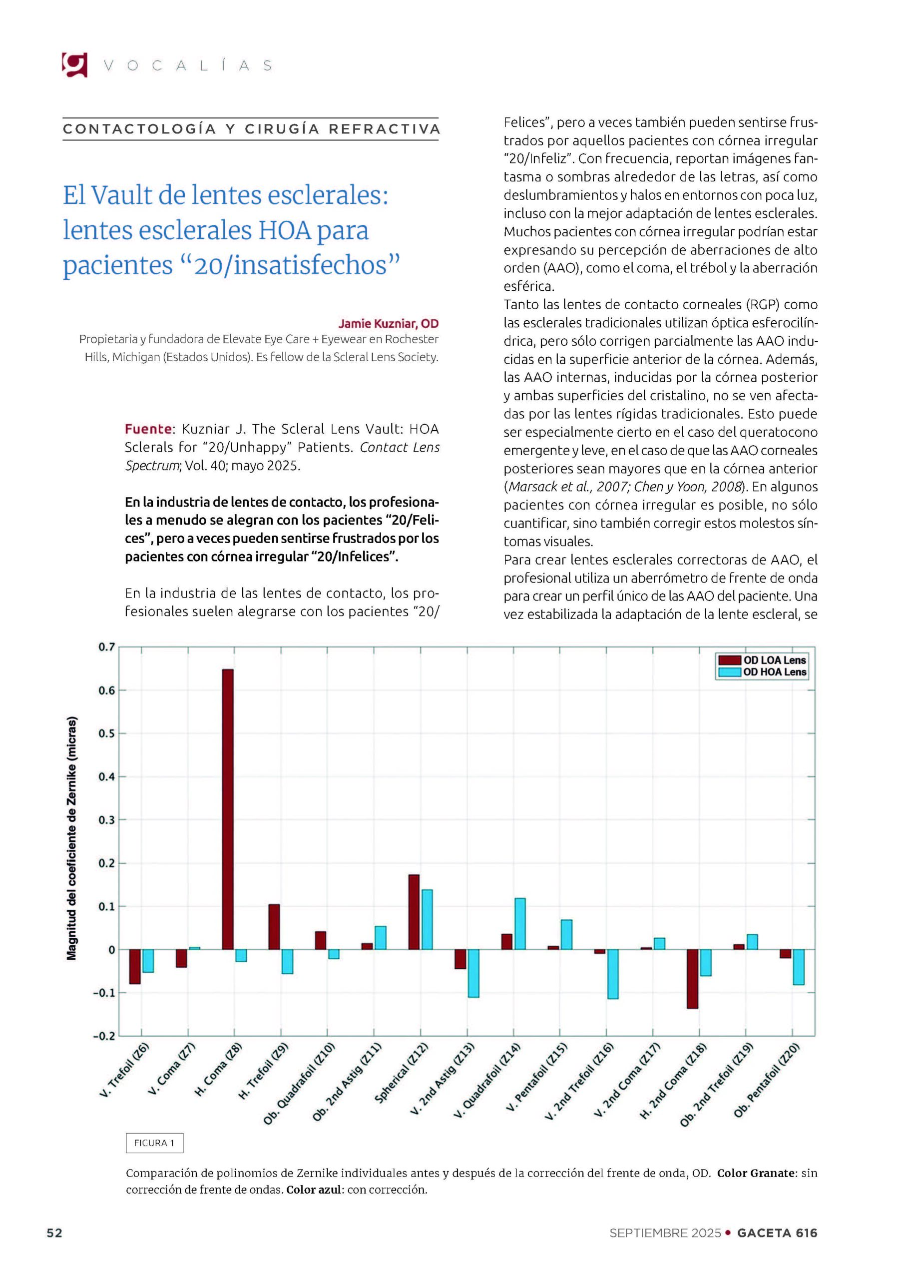 El Vault de lentes esclerales:
lentes esclerales HOA para
pacientes “20/insatisfechos”